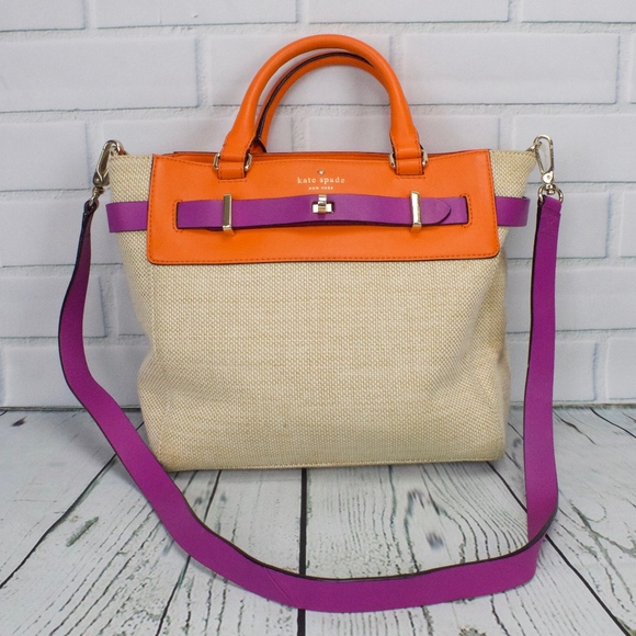 kate spade Handbags - Kate Spade Tan Orange Purple Handbag Shoulder Bag
